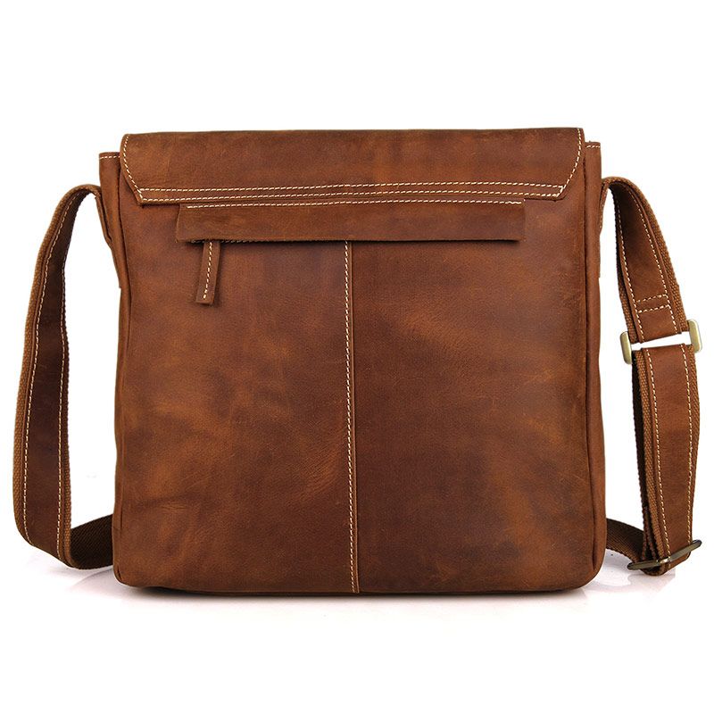 7111B Cowboy Saddle Leather Men's Brown Shoulder Messenger Bag Cross